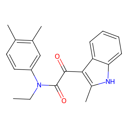 N-(3,4-dimethylphenyl)-N-ethyl-2-(2-methyl-1H-indol-3-yl)-2-oxoacetamide structure