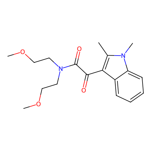 2-(1,2-dimethyl-1H-indol-3-yl)-N,N-bis(2-methoxyethyl)-2-oxoacetamide structure