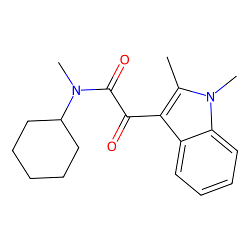 N-cyclohexyl-2-(1,2-dimethyl-1H-indol-3-yl)-N-methyl-2-oxoacetamide structure
