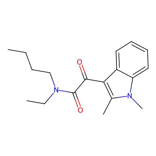 N-butyl-2-(1,2-dimethyl-1H-indol-3-yl)-N-ethyl-2-oxoacetamide structure