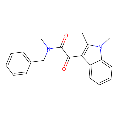 N-benzyl-2-(1,2-dimethyl-1H-indol-3-yl)-N-methyl-2-oxoacetamide structure