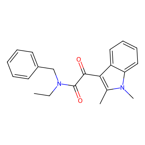 N-benzyl-2-(1,2-dimethyl-1H-indol-3-yl)-N-ethyl-2-oxoacetamide structure
