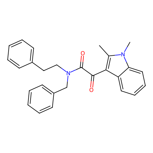 N-benzyl-2-(1,2-dimethyl-1H-indol-3-yl)-2-oxo-N-phenethylacetamide structure