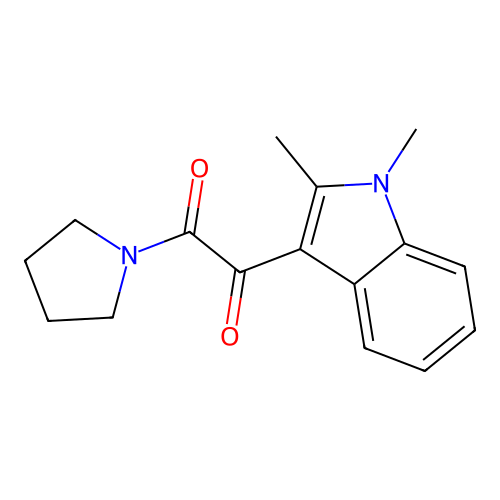 1-(1,2-dimethyl-1H-indol-3-yl)-2-(pyrrolidin-1-yl)ethane-1,2-dione structure