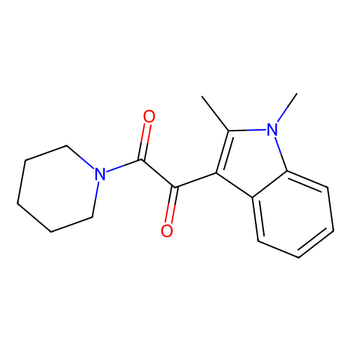 1-(1,2-dimethyl-1H-indol-3-yl)-2-(piperidin-1-yl)ethane-1,2-dione structure