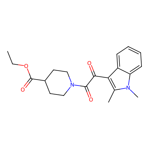 ethyl 1-(2-(1,2-dimethyl-1H-indol-3-yl)-2-oxoacetyl)piperidine-4-carboxylate structure