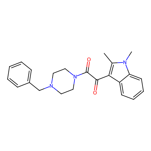 1-(4-benzylpiperazin-1-yl)-2-(1,2-dimethyl-1H-indol-3-yl)ethane-1,2-dione structure