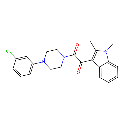 1-[4-(3-chlorophenyl)piperazin-1-yl]-2-(1,2-dimethyl-1H-indol-3-yl)ethane-1,2-dione structure