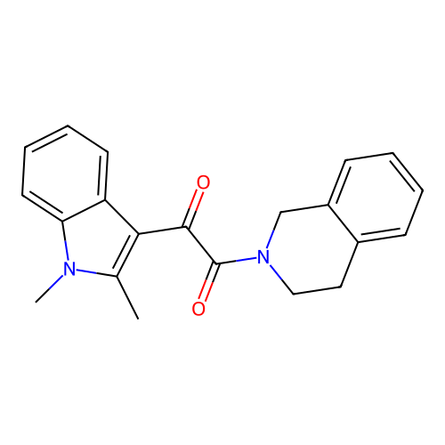 1-(1,2-dimethyl-1H-indol-3-yl)-2-(1,2,3,4-tetrahydroisoquinolin-2-yl)ethane-1,2-dione structure
