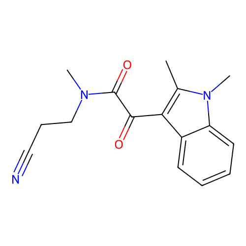 N-(2-cyanoethyl)-2-(1,2-dimethyl-1H-indol-3-yl)-N-methyl-2-oxoacetamide structure