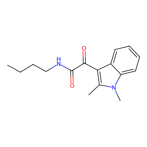 N-butyl-2-(1,2-dimethyl-1H-indol-3-yl)-2-oxoacetamide structure