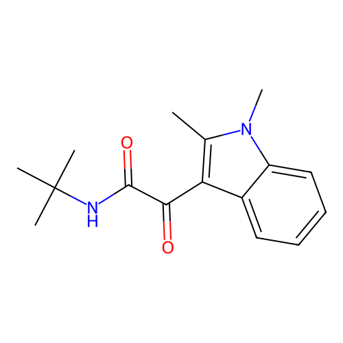 N-tert-butyl-2-(1,2-dimethylindol-3-yl)-2-oxoacetamide structure