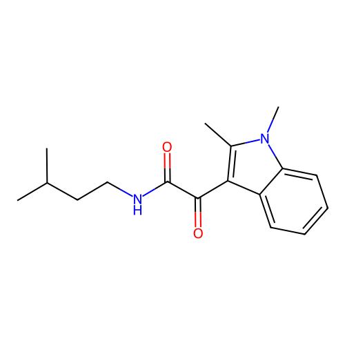 2-(1,2-dimethyl-1H-indol-3-yl)-N-isopentyl-2-oxoacetamide structure
