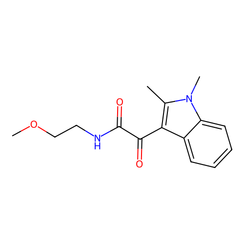 2-(1,2-dimethyl-1H-indol-3-yl)-N-(2-methoxyethyl)-2-oxoacetamide structure