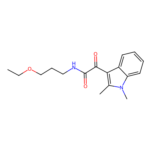 2-(1,2-dimethyl-1H-indol-3-yl)-N-(3-ethoxypropyl)-2-oxoacetamide structure