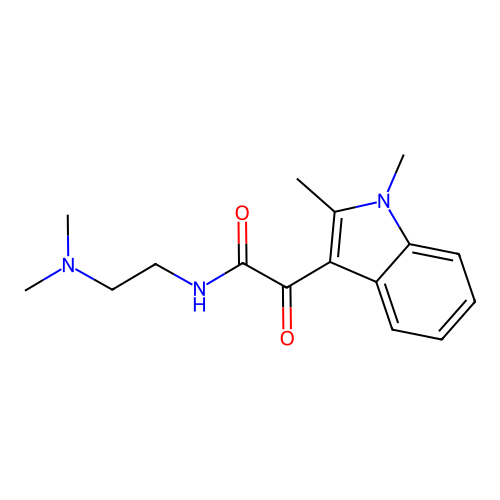 2-(1,2-dimethyl-1H-indol-3-yl)-N-(2-(dimethylamino)ethyl)-2-oxoacetamide structure