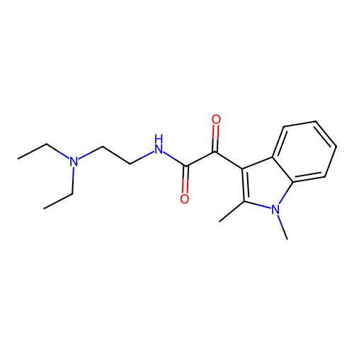 N-(2-(diethylamino)ethyl)-2-(1,2-dimethyl-1H-indol-3-yl)-2-oxoacetamide structure