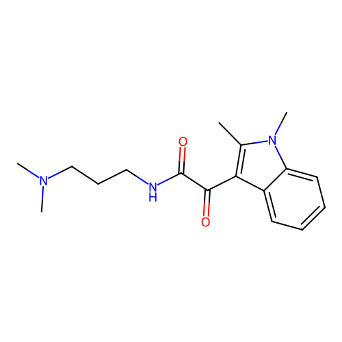 N-[3-(dimethylamino)propyl]-2-(1,2-dimethylindol-3-yl)-2-oxoacetamide structure