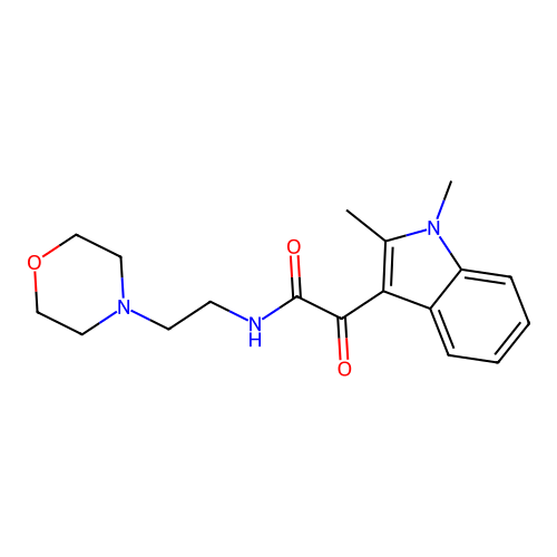 2-(1,2-dimethyl-1H-indol-3-yl)-N-(2-morpholinoethyl)-2-oxoacetamide structure