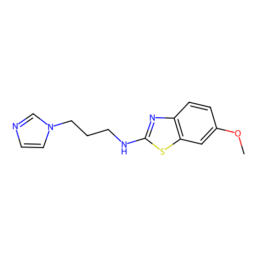 N-[3-(1H-imidazol-1-yl)propyl]-6-methoxy-1,3-benzothiazol-2-amine structure