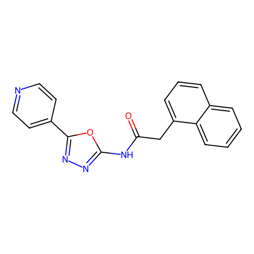 2-naphthalen-1-yl-N-(5-pyridin-4-yl-1,3,4-oxadiazol-2-yl)acetamide structure
