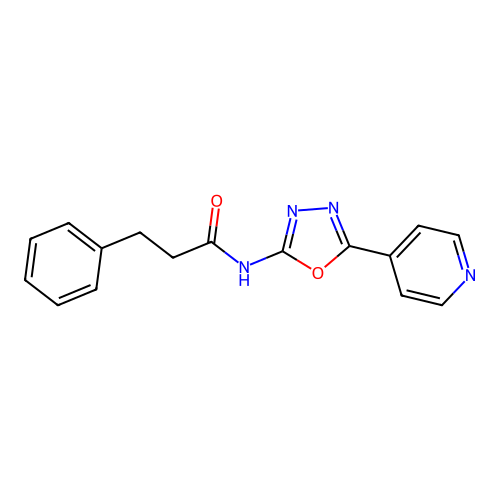 3-phenyl-N-(5-(pyridin-4-yl)-1,3,4-oxadiazol-2-yl)propanamide structure
