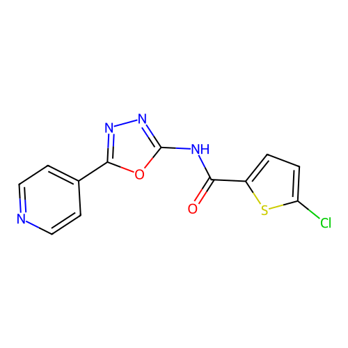 5-chloro-N-[5-(pyridin-4-yl)-1,3,4-oxadiazol-2-yl]thiophene-2-carboxamide structure