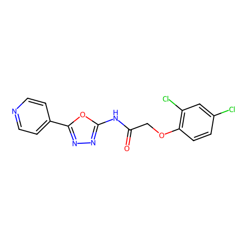 2-(2,4-dichlorophenoxy)-N-(5-(pyridin-4-yl)-1,3,4-oxadiazol-2-yl)acetamide structure