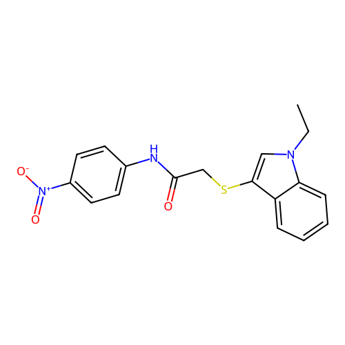 2-(1-ethylindol-3-yl)sulfanyl-N-(4-nitrophenyl)acetamide structure