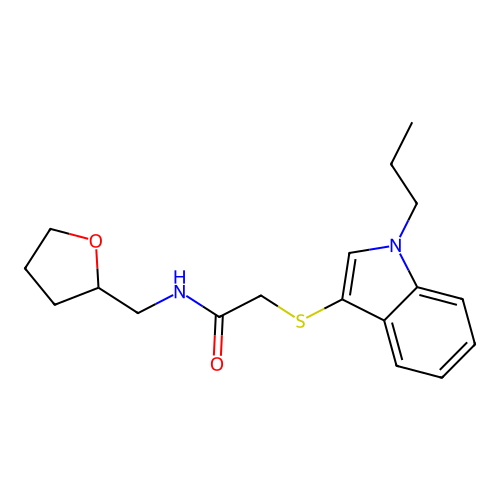 N-(oxolan-2-ylmethyl)-2-(1-propylindol-3-yl)sulfanylacetamide structure