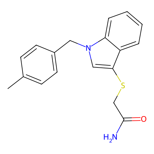 2-[1-[(4-Methylphenyl)methyl]indol-3-yl]sulfanylacetamide structure