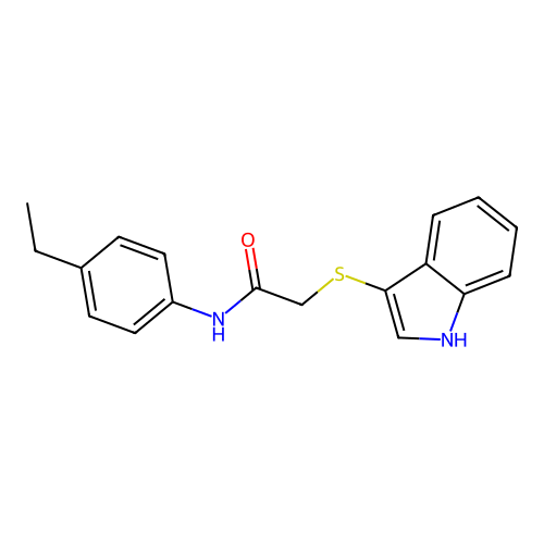 N-(4-ethylphenyl)-2-(1H-indol-3-ylsulfanyl)acetamide structure