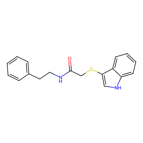 2-((1H-indol-3-yl)thio)-N-phenethylacetamide structure