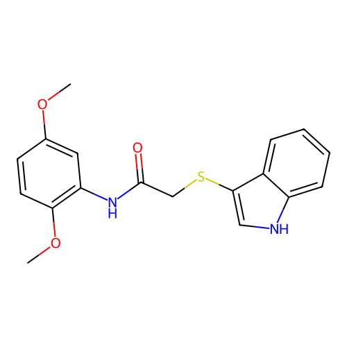 N-(2,5-dimethoxyphenyl)-2-(1H-indol-3-ylsulfanyl)acetamide structure
