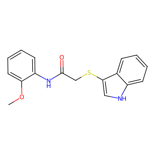 2-(1H-indol-3-ylsulfanyl)-N-(2-methoxyphenyl)acetamide structure