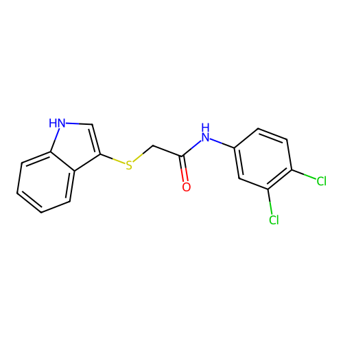 N-(3,4-dichlorophenyl)-2-(1H-indol-3-ylsulfanyl)acetamide structure