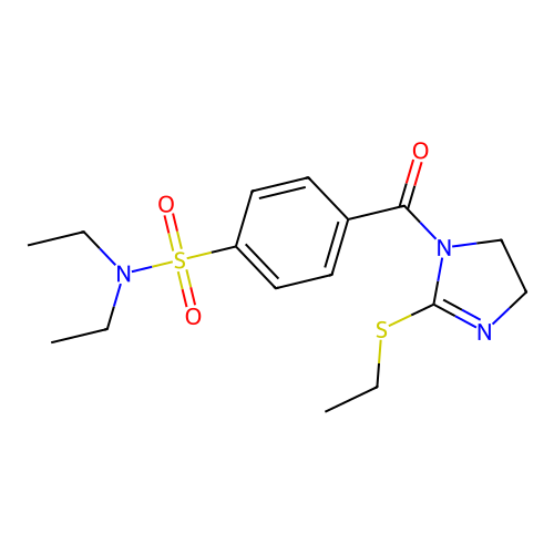 N,N-diethyl-4-(2-ethylsulfanyl-4,5-dihydroimidazole-1-carbonyl)benzenesulfonamide structure