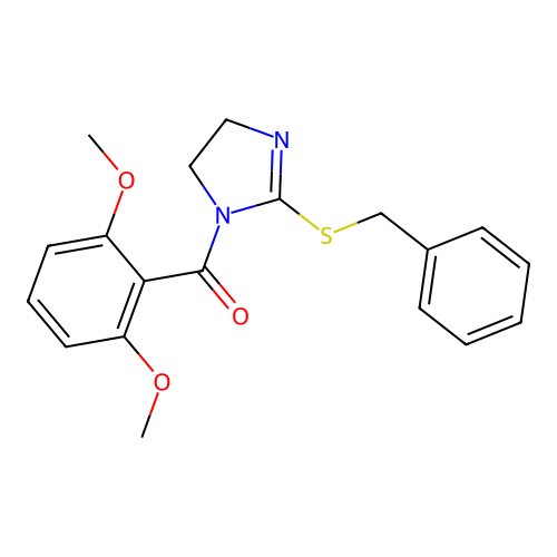 (2-(benzylthio)-4,5-dihydro-1H-imidazol-1-yl)(2,6-dimethoxyphenyl)methanone structure