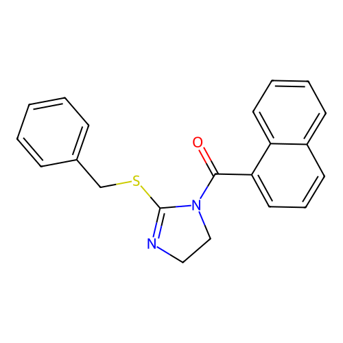 (2-(benzylthio)-4,5-dihydro-1H-imidazol-1-yl)(naphthalen-1-yl)methanone structure