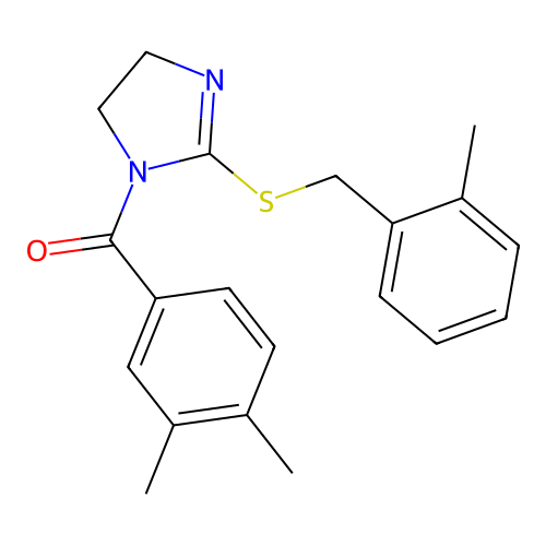 (3,4-dimethylphenyl)(2-((2-methylbenzyl)thio)-4,5-dihydro-1H-imidazol-1-yl)methanone structure
