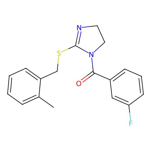 (3-fluorophenyl)(2-((2-methylbenzyl)thio)-4,5-dihydro-1H-imidazol-1-yl)methanone structure