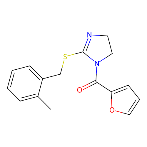 furan-2-yl(2-((2-methylbenzyl)thio)-4,5-dihydro-1H-imidazol-1-yl)methanone structure