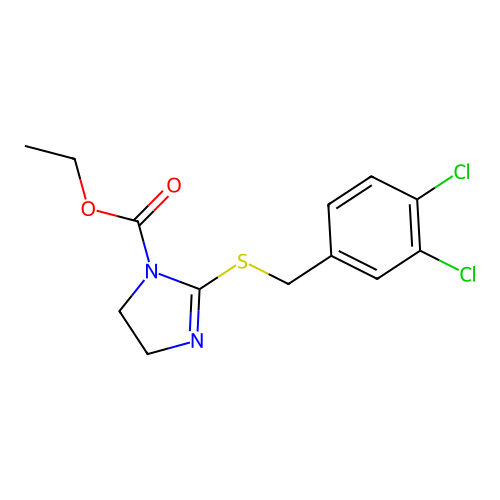 Ethyl 2-[(3,4-dichlorophenyl)methylsulfanyl]-4,5-dihydroimidazole-1-carboxylate structure
