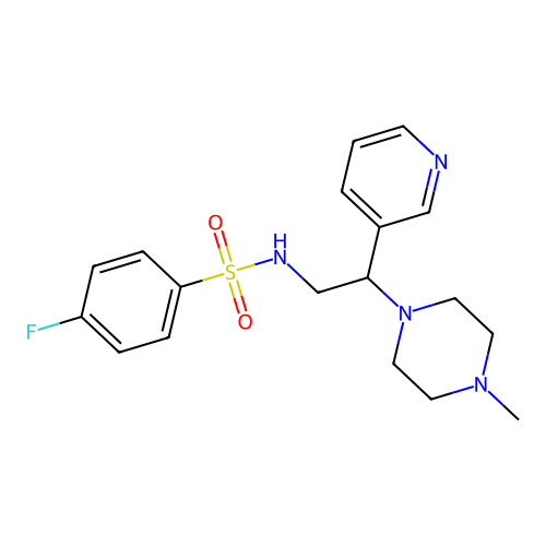 4-fluoro-N-[2-(4-methylpiperazin-1-yl)-2-pyridin-3-ylethyl]benzenesulfonamide structure
