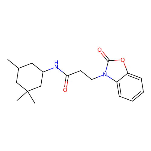 3-(2-oxo-1,3-benzoxazol-3(2H)-yl)-N-(3,3,5-trimethylcyclohexyl)propanamide structure