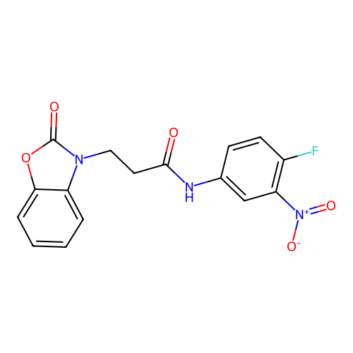 N-(4-fluoro-3-nitrophenyl)-3-(2-oxobenzo[d]oxazol-3(2H)-yl)propanamide structure