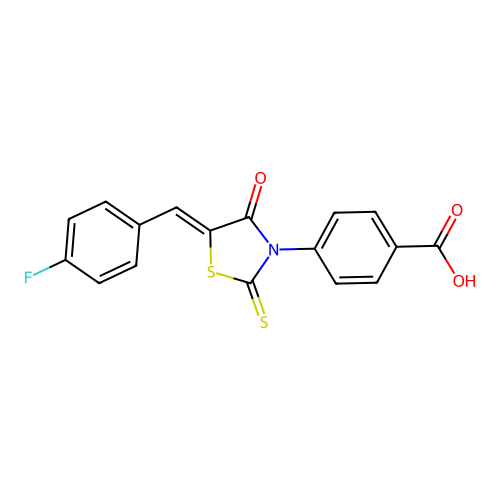 4-[5-(4-Fluorobenzylidene)-4-oxo-2-thioxo-1,3-thiazolidin-3-yl]benzoic acid structure