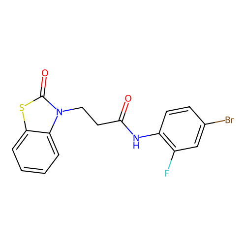 N-(4-bromo-2-fluorophenyl)-3-(2-oxo-1,3-benzothiazol-3(2H)-yl)propanamide structure