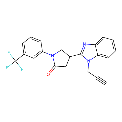 4-[1-(prop-2-yn-1-yl)-1H-1,3-benzodiazol-2-yl]-1-[3-(trifluoromethyl)phenyl]pyrrolidin-2-one structure