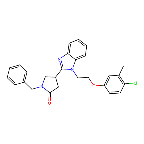 1-benzyl-4-[1-[2-(4-chloro-3-methyl-phenoxy)ethyl]benzoimidazol-2-yl]pyrrolidin-2-one structure